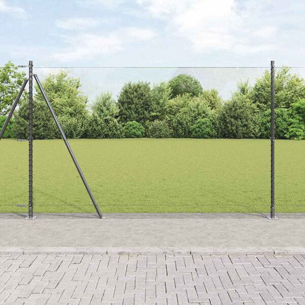 vidaXL Słupek ogrodzeniowy. Szary 25 x 1,6 m (siatka 13 mm) Stal i PVC