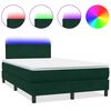vidaXL Ł&oacute;żko kontynentalne z materacem i LED, ciemnozielone, 120x210 cm