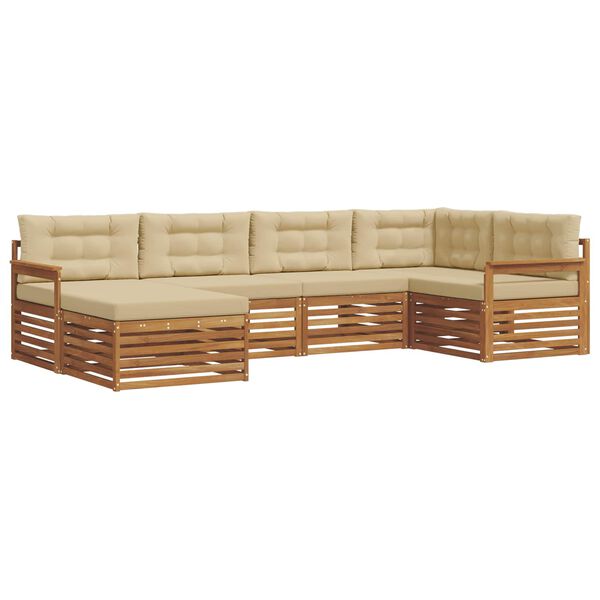 vidaXL Zestaw sof na zewnątrz z poduszką 6 pcs Naturalny i Beżowy