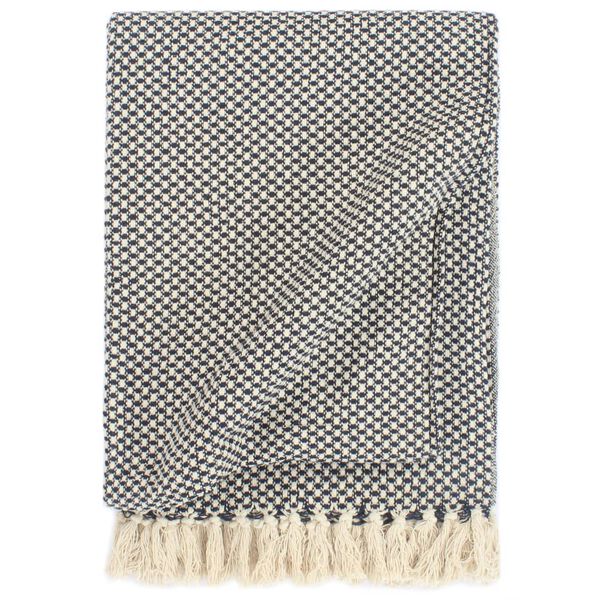 vidaXL Bawełniana narzuta, 160 x 210 cm, granatowa