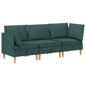 vidaXL Modularny Zestaw Sofy z Przechowalnią 3 szt. Ciemnozielony