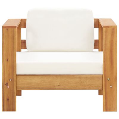 vidaXL Krzesło ogrodowe z poduszką, kremowe, lite drewno akacjowe