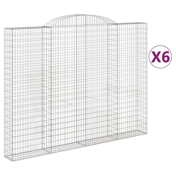 vidaXL Kosze gabionowe, 6 szt, 300x30x220/240 cm, galwanizowane żelazo