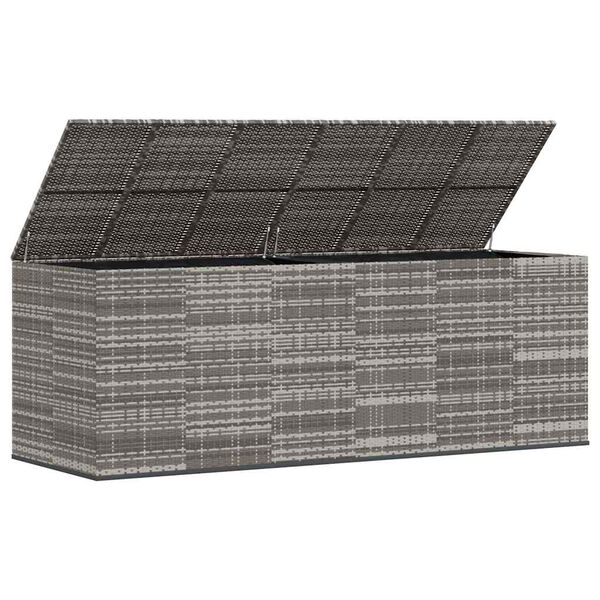 vidaXL Skrzynia na poduszki ogrodowe rattan PE, 291x100,5x104cm, szara