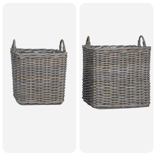 vidaXL Kosz na rośliny z przechowywaniem 2 pcs Szary Rattan Lacak