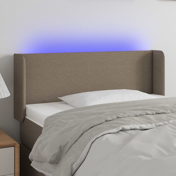 vidaXL Zagł&oacute;wek do ł&oacute;żka z LED, taupe, 83x16x78/88 cm, tkanina