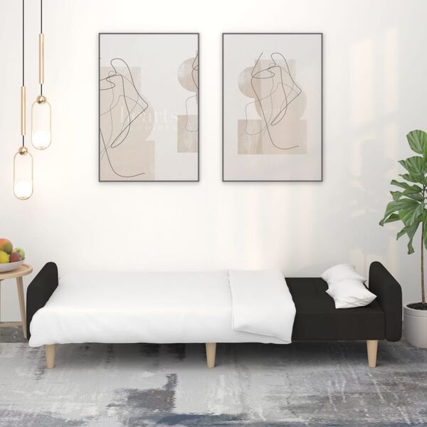 vidaXL 2-osobowa kanapa, czarna, tapicerowana tkaniną