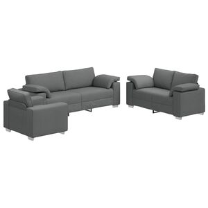 vidaXL Sofa 3 szt. Ciemnoszary Tkanina lniana