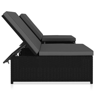 vidaXL Rozkładane fotele ogrodowe ze stolikiem, 2 szt., czarne