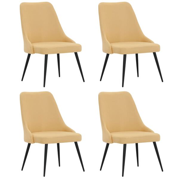 vidaXL Obrotowe krzesła stołowe, 4 szt., ż&oacute;łte, obite tkaniną