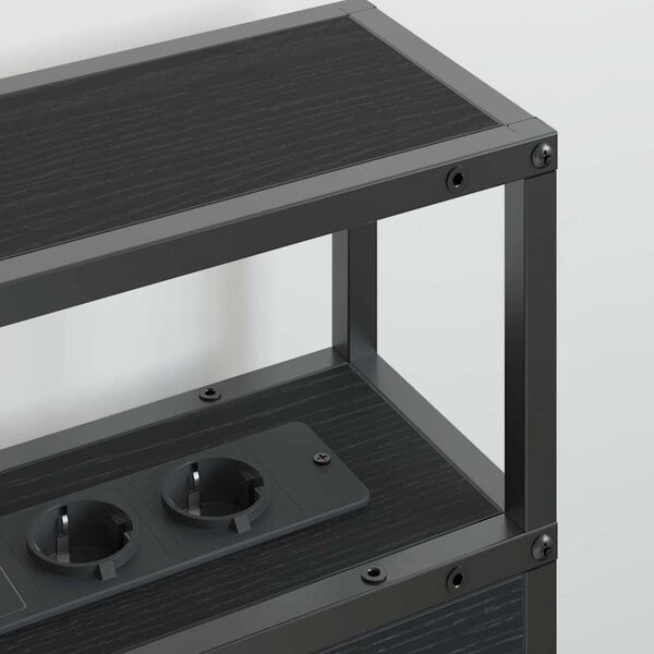 vidaXL Zagł&oacute;wek do przechowywania z p&oacute;łką Czarny dąb 200 cm