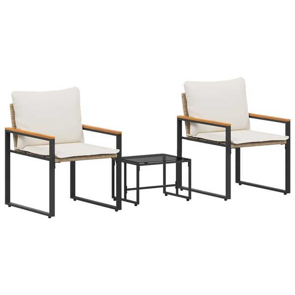 vidaXL Zestawy mebli z poduszką 3 pcs Beżowy i kremowy rattan