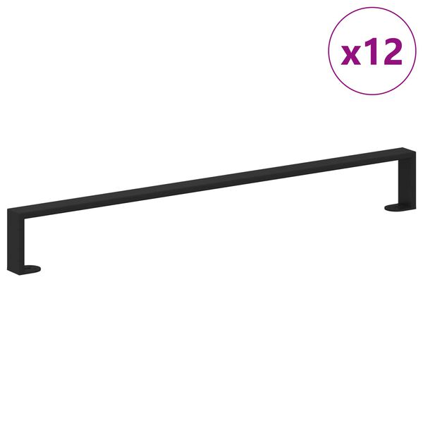 vidaXL N&oacute;żki meblowe 12 pcs Czarny 79,6 x 4 x 10 mm Żelazo