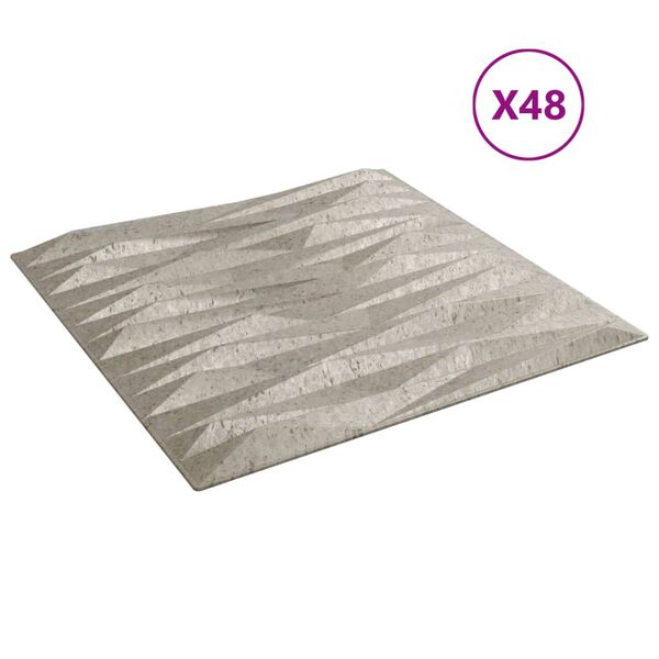vidaXL Panele ścienne, 48 szt., beton, 50x50 cm, XPS, 12 m&sup2;, kamień
