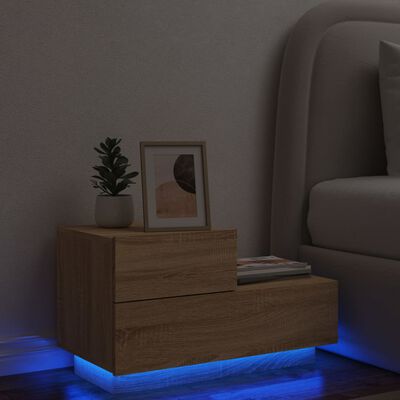 vidaXL Szafka nocna z oświetleniem LED, dąb sonoma, 70x36x40,5 cm