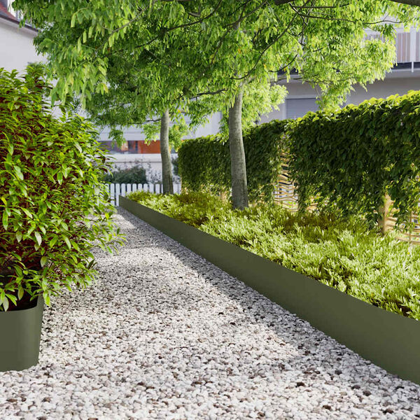 vidaXL Obrzeża trawnikowe 10 szt. Oliwkowo-zielone 25x103 cm