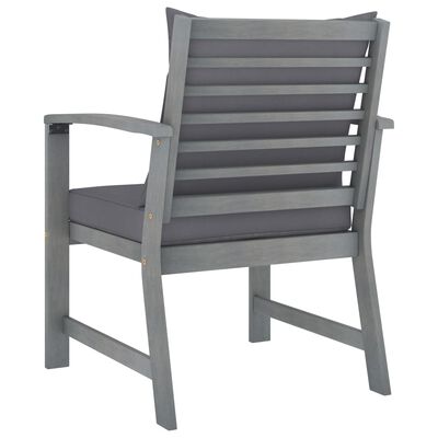 vidaXL Krzesła ogrodowe, 2 szt., ciemnoszare poduszki, drewno akacjowe