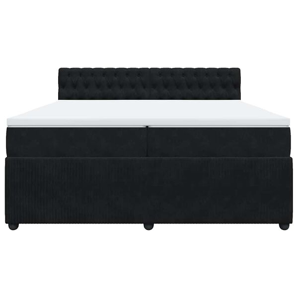 vidaXL Ł&oacute;żko kontynentalne z materacem, czarne, aksamit 200x200 cm