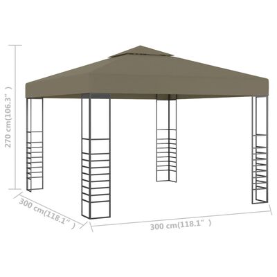 vidaXL Namiot ogrodowy, 3x3 m, taupe, 180 g/m²