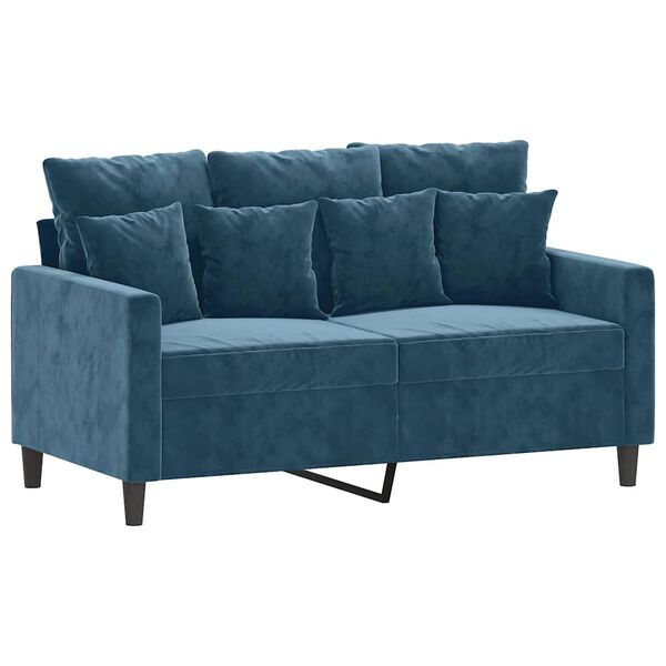 vidaXL Sofa 2-osobowa, niebieski, 120 cm, tapicerowana aksamitem