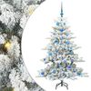 vidaXL Sztuczna choinka z zawiasami Zielono-biały 150 cm PVC