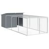 vidaXL Domek dla psa z wybiegiem antracytowy 153x396x110 cm ocynkowana stal