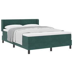 vidaXL Ł&oacute;żko sprężynowe Ciemna zieleń 200 x 140 cm Aksamit
