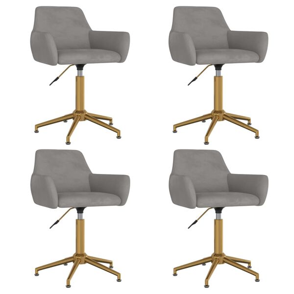 vidaXL Obrotowe krzesła stołowe, 4 szt., jasnoszare, obite aksamitem