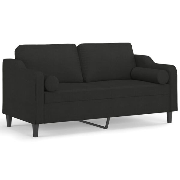 vidaXL 2-osobowa sofa wypoczynkowa z poduszkami, czarna, 140 cm