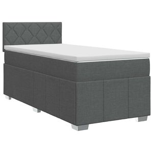 vidaXL Ł&oacute;żko kontynentalne z materacem ciemnoszary 90 x 190 cm tkanina