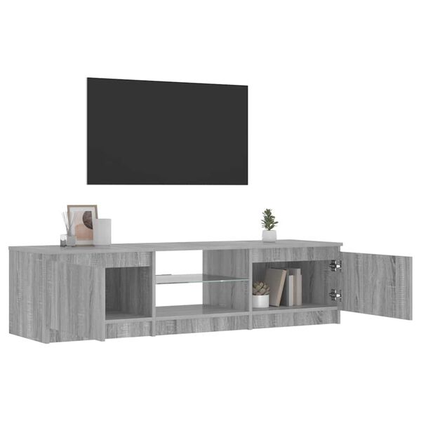 vidaXL Szafka pod TV, z LED, szary dąb sonoma, 140x40x36 cm