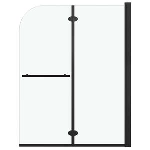 vidaXL Składany parawan nawannowy, 2 panele, ESG, 95 x 140 cm, czarny