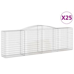 vidaXL Kosze gabionowe, 25 szt, 400x50x120/140cm, galwanizowane żelazo