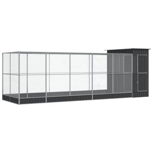 vidaXL Woliera z przedłużeniem, srebrna, 623x203x216 cm, stalowa