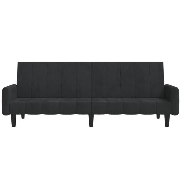 vidaXL 2-osobowa kanapa, czarna, tapicerowana aksamitem