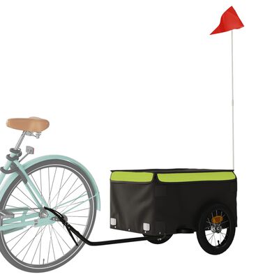 vidaXL Przyczepka rowerowa, czarno-zielona, 30 kg, żelazo