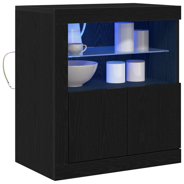 vidaXL Komoda LED Czarny 60,5 x 37 x 67 cm Materiał drewnopochodny