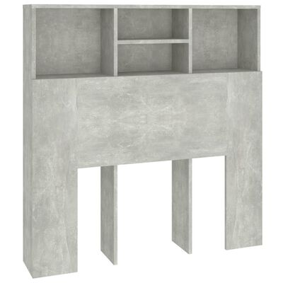 vidaXL Wezgłowie łóżka z półkami, szarość betonu, 100x19x103,5 cm