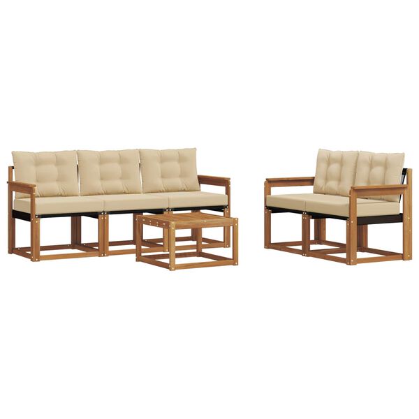 vidaXL Zestaw sof na zewnątrz z poduszką 6 pcs Naturalny i Beżowy