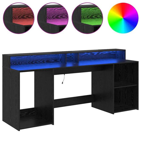 vidaXL Biurko Czarny dąb 200 x 55 x 91 cm Materiał drewnopochodny