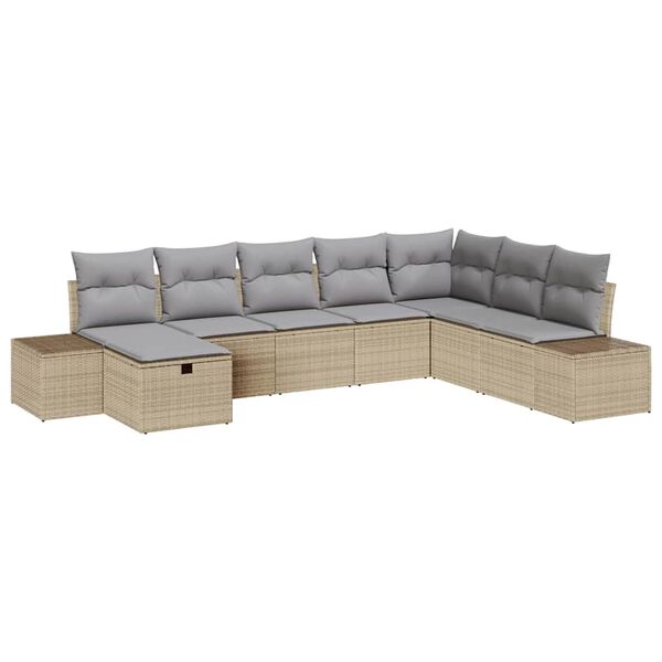 vidaXL Zestaw Sof na Ogr&oacute;d 8 pcs Beżowy 55 x 62 x 69 cm Polirattan