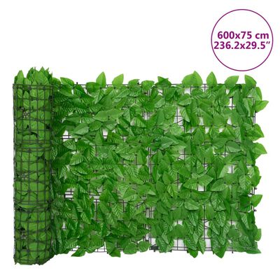 vidaXL Parawan balkonowy, zielone liście, 600x75 cm