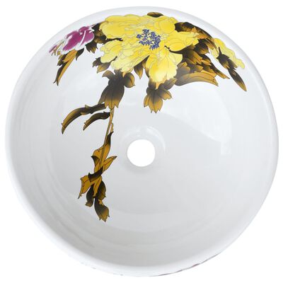 vidaXL Umywalka nablatowa, kolorowa, okrągła, Φ41x14 cm, ceramiczna