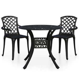 vidaXL 3-cz. zestaw mebli bistro ze stopu aluminium, czarny