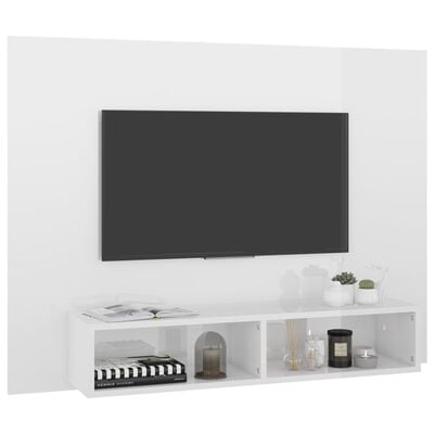 vidaXL Wisząca szafka pod TV, biała, wysoki połysk, 120x23,5x90 cm
