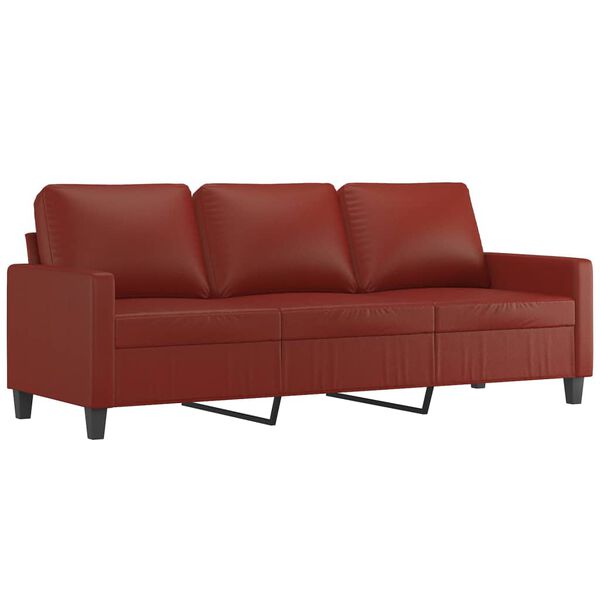 vidaXL 3-osobowa sofa, winna czerwień, 180 cm, sztuczna sk&oacute;ra