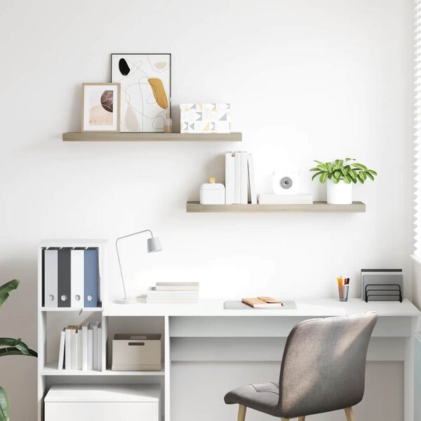 vidaXL P&oacute;łki ścienne, 2 szt., kolor dębowy, 90x23,5x3,8 cm, MDF