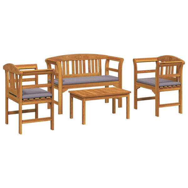 vidaXL Zestaw lounge R&oacute;ża ogrodowa 4 pcs Naturalny Lite Drewno Akacji