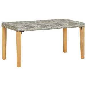 vidaXL Ławka ogrodowa, 120 cm, szara, polirattan i drewno akacjowe