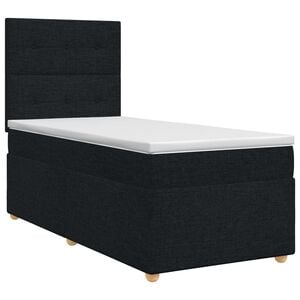 vidaXL Ł&oacute;żko kontynentalne z materacem Czarny 80 x 200 cm tkanina